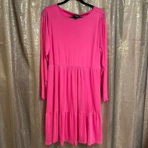Torrid Hot Pink Glo Mesh Ruffle Tiered Mini Dress XL/14 NWT